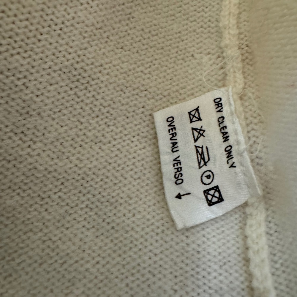 Liz Claiborne Collection Cream Merino Wool Sweater Beaded Floral Embroidered M - Picture 7 of 10